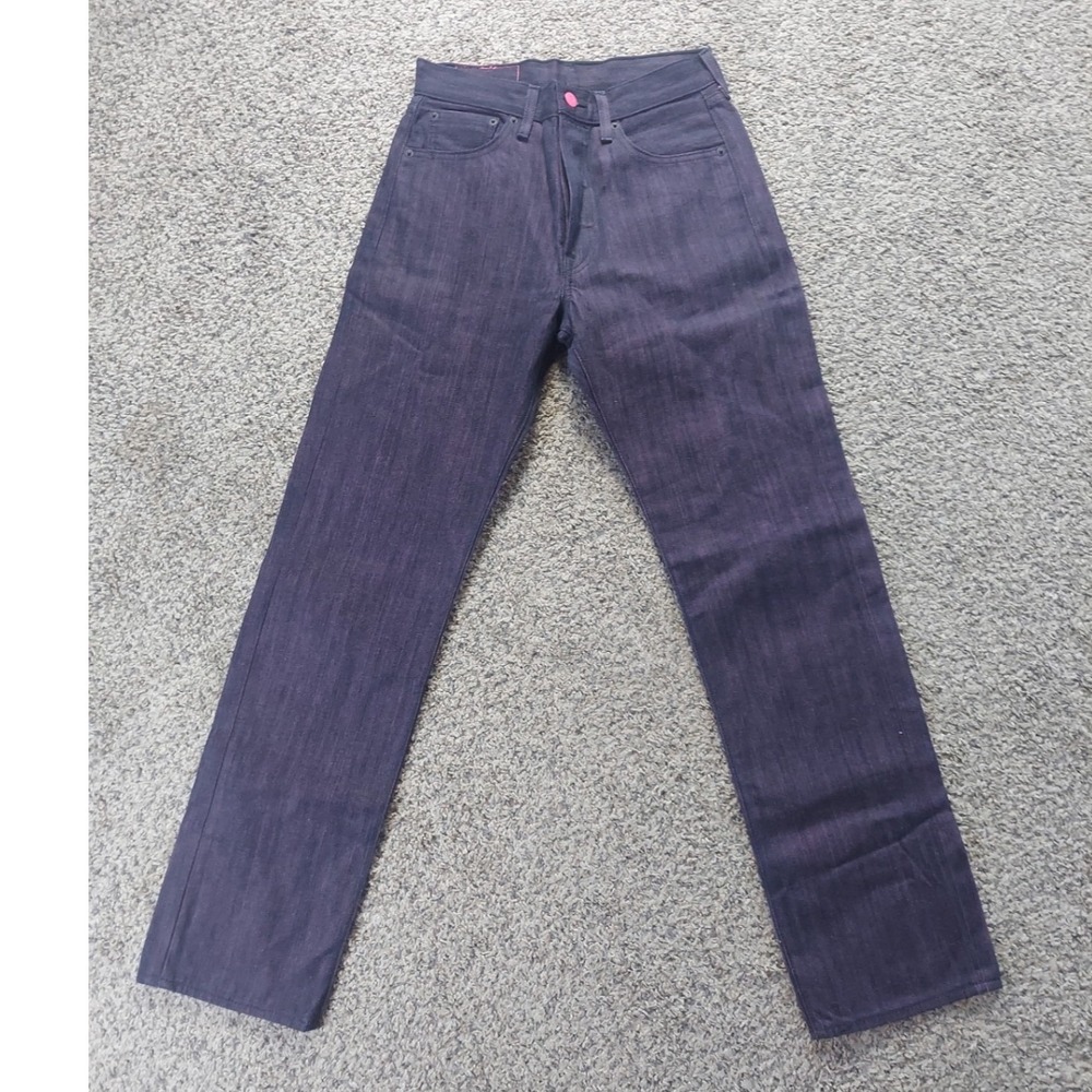 Levi's Jeans Mens 29x32 Dark Indigo Pink 501 Original Fit Straight Leg Denim